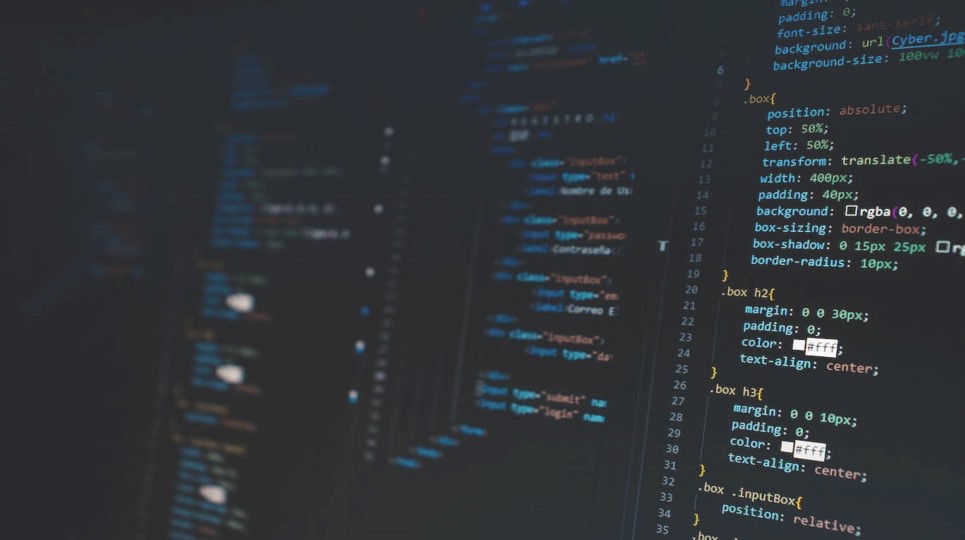 coding script on a dark laptop