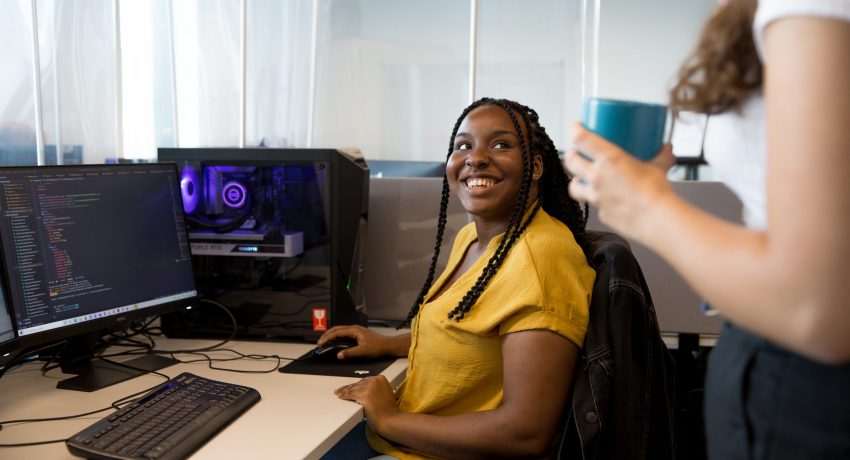 coding careers at slingshot, working at a computer